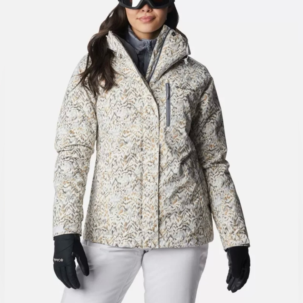 Columbia Women's Multi-Print Ski Jacket in White and Cream